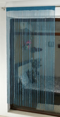 Anjani fashion 213 cm (7 ft) Polyester Semi Transparent Door Curtain Single Curtain(Solid, Blue)