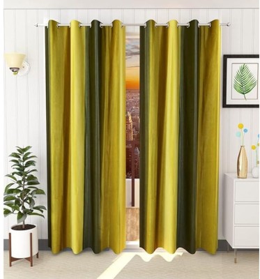 shopgallery 153 cm (5 ft) Polyester Room Darkening Window Curtain (Pack Of 2)(Solid, Green)