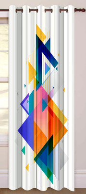 Shivay decor 154 cm (5 ft) Window Polyester Room Darkening Curtain Single Curtain(Blue, Geometric)