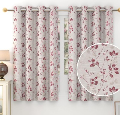 Fresh from Loom 182 cm (6 ft) Polyester Blackout Window Curtain (Pack Of 2)(Floral, Wine Leaf)