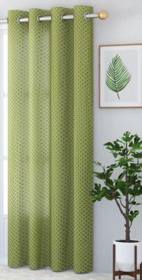 NAVSANG 274 cm (9 ft) Net Semi Transparent Long Door Curtain Single Curtain(Checkered, Green)