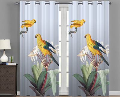 BEST FAB 154 cm (5 ft) Window Polyester Room Darkening Curtain Single Curtain(Yellow, Floral)