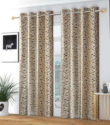 Galaxy Home Decor 153 cm (5 ft) Window Polyester Semi Transparent Curtain (Pack Of 2)(Brown, Printed)