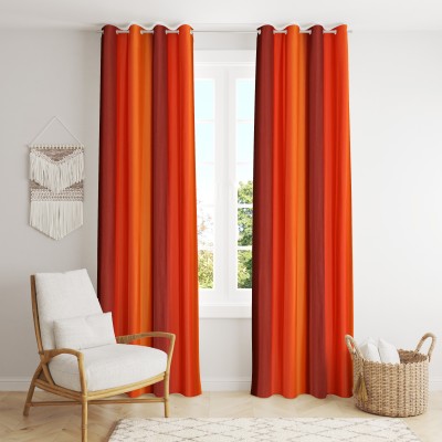 Galaxy Drape 242 cm (8 ft) Polyester Semi Transparent Shower Curtain (Pack Of 2)(Plain, Orange)