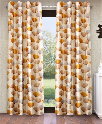 Home Sizzler 274 cm (9 ft) Polyester Semi Transparent Long Door Curtain (Pack Of 2)(Abstract, Brown, Yellow)