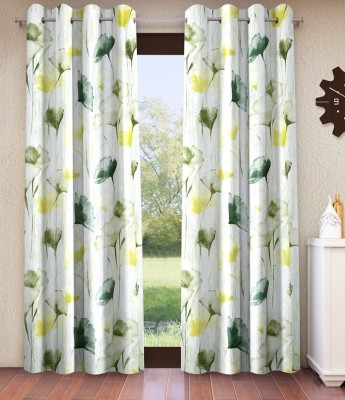 Home Sizzler 153 cm (5 ft) Polyester Semi Transparent Window Curtain (Pack Of 2)(Abstract, Green)