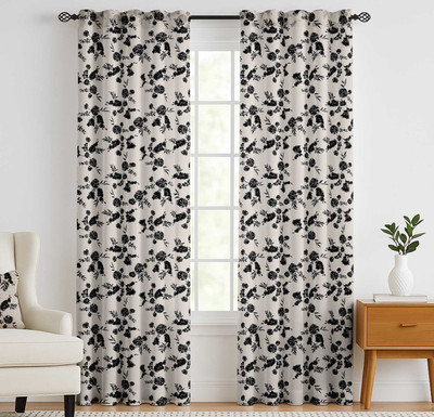 Vargottam 213 cm (7 ft) Door Cotton Semi Transparent Curtain (Pack Of 2)(Ivory, Printed)