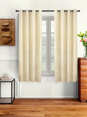 Easyhome 152 cm (5 ft) Polyester Blackout Window Curtain Single Curtain(Solid, Cream)