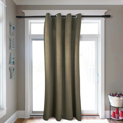 Dulhan Enterprises 274 cm (9 ft) Velvet Room Darkening Long Door Curtain Single Curtain(Plain, Dark Coffee)
