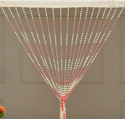 GOYTEX 213 cm (7 ft) PVC Transparent Door Curtain Single Curtain(Self Design, Pink)