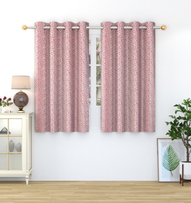 Homefab India 152.4 cm (5 ft) Polyester Room Darkening Window Curtain (Pack Of 2)(Printed, Maroon)