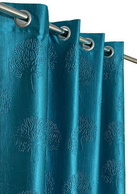 Vivaan Trading 274.32 cm (9 ft) Long Door Polyester Room Darkening Curtain Single Curtain(Aqua, Printed)