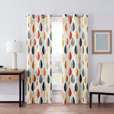 Goal 154 cm (5 ft) Polyester Room Darkening Window Curtain (Pack Of 2)(Floral, Yellow)