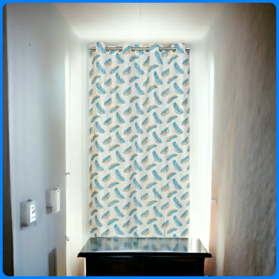 kashtu 213 cm (7 ft) Door Cotton Room Darkening Curtain Single Curtain(Sky Blue, Floral)