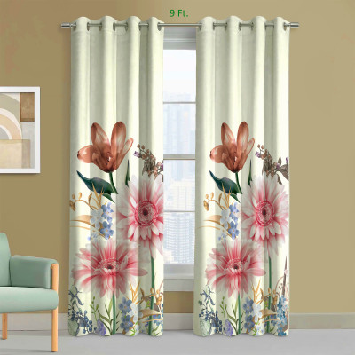 EXOTICE 120 cm (4 ft) Long Door Polyester Room Darkening Curtain (Pack Of 2)(Pink Brown, 3D Printed)