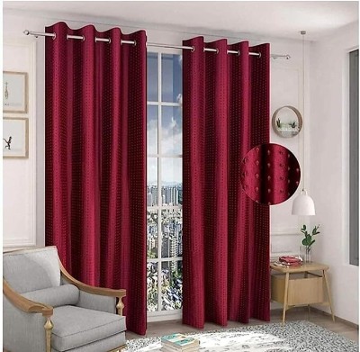 LT TEXTILE HUB 213 cm (7 ft) Polyester Blackout Door Curtain (Pack Of 2)(Solid, Maroon)