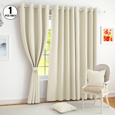 Story@home 275 cm (9 ft) Polyester, Silk Blackout Long Door Curtain Single Curtain(Solid, Beige)