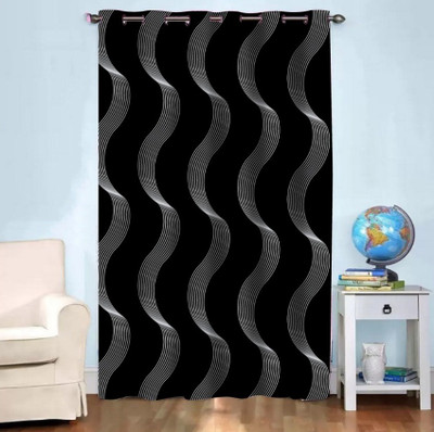 nobel fab 214 cm (7 ft) Door Polyester Room Darkening Curtain Single Curtain(Black, Printed)