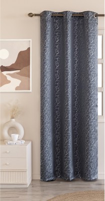 HOMEMONDE 152.4 cm (5 ft) Polyester Blackout Window Curtain Single Curtain(Printed, Grey - Marble)