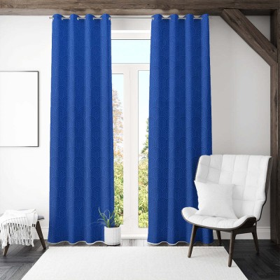 @Home by nilkamal 225 cm (7 ft) Polyester Semi Transparent Door Curtain (Pack Of 2)(Abstract, Indigo)