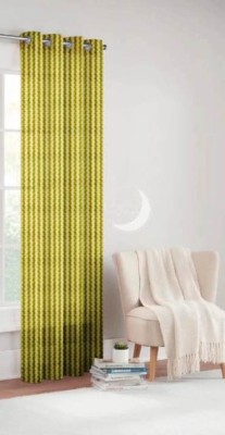 kanhomz 274.32 cm (9 ft) Tissue Semi Transparent Long Door Curtain Single Curtain(Striped, Green)