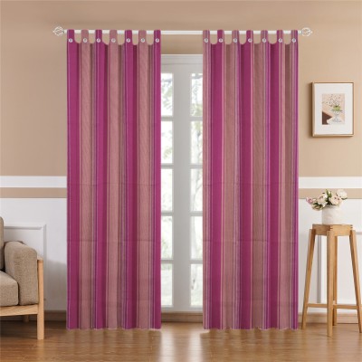 Tidy 210 cm (7 ft) Cotton Room Darkening Door Curtain (Pack Of 2)(Striped, m513)