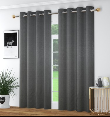 La elite 152 cm (5 ft) Polyester Blackout Window Curtain (Pack Of 2)(Self Design, Grey)