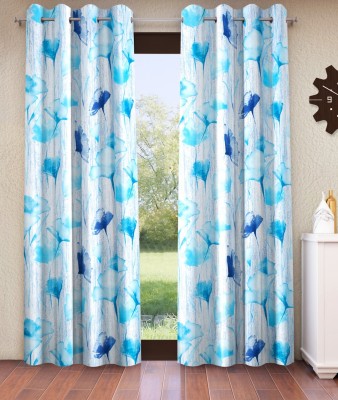 Home Sizzler 274 cm (9 ft) Polyester Semi Transparent Long Door Curtain (Pack Of 2)(Abstract, Blue)