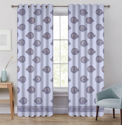 Jewear 152.4 cm (5 ft) Cotton Semi Transparent Window Curtain (Pack Of 2)(Printed, Peacock Print)