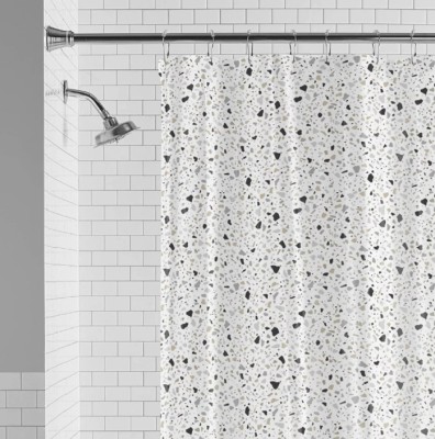 DRAPERI 184 cm (6 ft) PEVA Semi Transparent Shower Curtain Single Curtain(3D Printed, Multicolor)