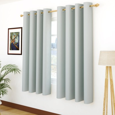 Story@home 152 cm (5 ft) Polyester, Silk Blackout Window Curtain (Pack Of 2)(Solid, Grey)