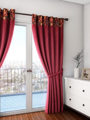 SWAYAM 228 cm (7 ft) Polyester Blackout Door Curtain (Pack Of 2)(Solid, Maroon)