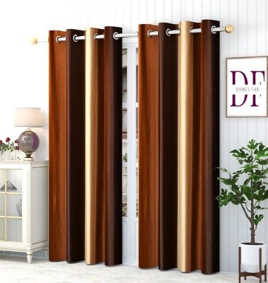 Domesfab 274 cm (9 ft) Polyester Room Darkening Long Door Curtain (Pack Of 2)(Plain, Brown)