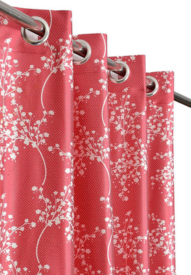 Kraftiq Homes 214 cm (7 ft) Polyester Semi Transparent Door Curtain Single Curtain(Printed, Maroon)