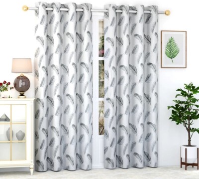 OWNWAY 213 cm (7 ft) Polyester Room Darkening Door Curtain (Pack Of 2)(Printed, Grey)