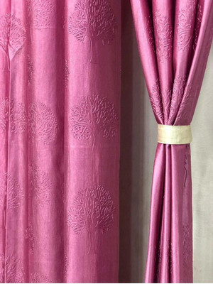 DTODEXPRESS 152.4 cm (5 ft) Window Polyester Room Darkening Curtain (Pack Of 2)(Rani, Floral)