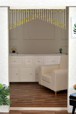 SLHTEXTILES 60 cm (2 ft) PVC Transparent Window Curtain Single Curtain(Self Design, Yellow)