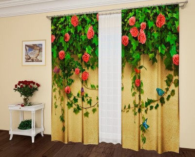 PRATIBHA FASHION 150 cm (5 ft) Polyester Room Darkening Window Curtain (Pack Of 2)(3D Printed, Multicolor)