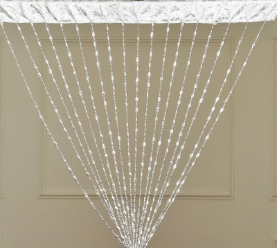 GOYTEX 274.32 cm (9 ft) Blends Semi Transparent Long Door Curtain Single Curtain(Solid, Silver)