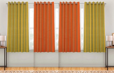 HOMEFLY 150 cm (5 ft) Cotton Room Darkening Window Curtain (Pack Of 4)(Self Design, cp336)