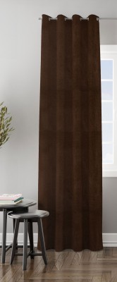 HOMEMONDE 243 cm (8 ft) Velvet Room Darkening Shower Curtain Single Curtain(Solid, Brown)