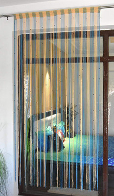 Handloomwala 213.5 cm (7 ft) Door Polyester Transparent Curtain Single Curtain(Blue, Solid)
