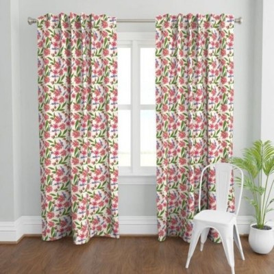 Ad Nx 154 cm (5 ft) Polyester Room Darkening Window Curtain (Pack Of 2)(Floral, Red)