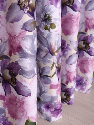 Ad Nx 274 cm (9 ft) Polyester Room Darkening Long Door Curtain (Pack Of 2)(3D Printed, Purple)