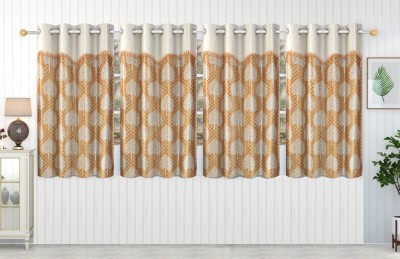 Flipkart SmartBuy 152 cm (5 ft) Polyester Room Darkening Window Curtain (Pack Of 4)(Floral, Golden)