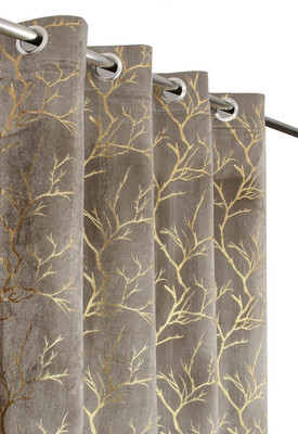 Arick Home 153 cm (5 ft) Window Velvet Blackout Curtain (Pack Of 2)(Grey, Printed)