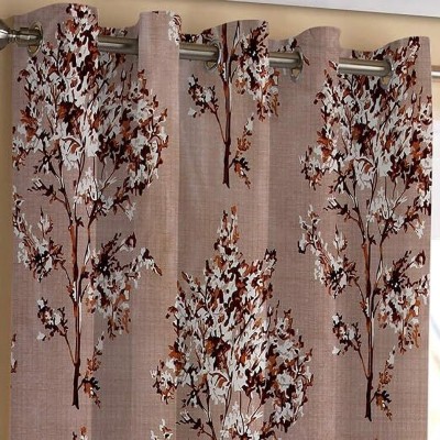 Benchmark 274.32 cm (9 ft) Polyester Room Darkening Long Door Curtain (Pack Of 2)(Floral, Brown)