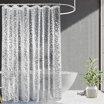 KUBER INDUSTRIES 137 cm (4 ft) Shower PVC Transparent Curtain (Pack Of 3)(Transparent, Self Design)