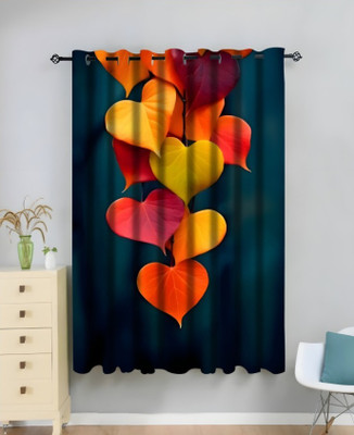 Tample Fab 214 cm (7 ft) Door Polyester Room Darkening Curtain Single Curtain(Yellow, Floral)