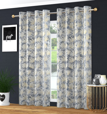 Kraftiq Homes 274 cm (9 ft) Long Door Polyester Room Darkening Curtain (Pack Of 2)(Beige, Floral)